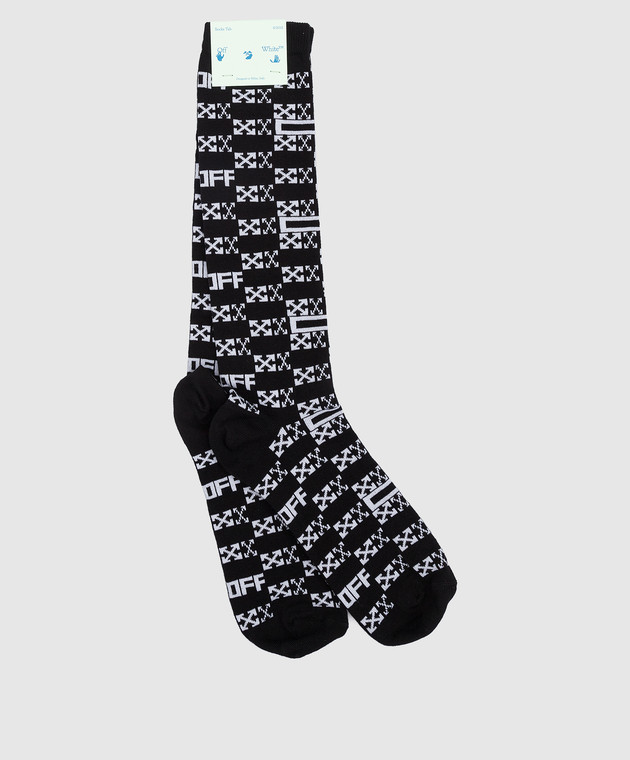 Off-White Чорні шкарпетки в контрастний принт логотипу OMRA048S22KNI002