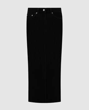 Lou Lou Studio Черная джинсовая юбка миди Rona с логотипом патча RONA