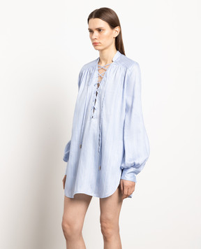 Ermanno Scervino Блакитна блуза в смужку D422K311OEV
