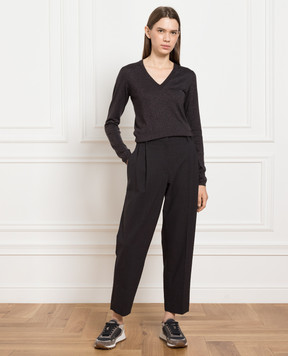 Brunello Cucinelli Серый пуловер с люрексом M41800032