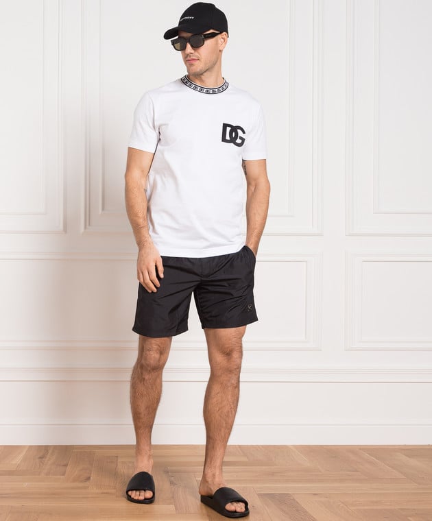Dolce&Gabbana Black swim shorts with logo patch M4E45TFUSFW изображение 2