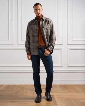 ISAIA Коричневый гольф из кашемира и шелка. MG8143YP002