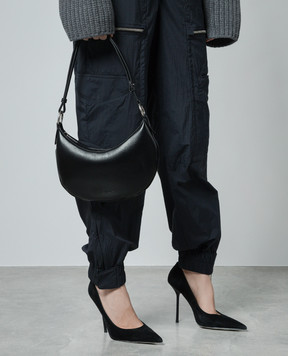 Off-White Черная кожаная сумка Hemisphere с логотипом. OWNN179S24LEA001