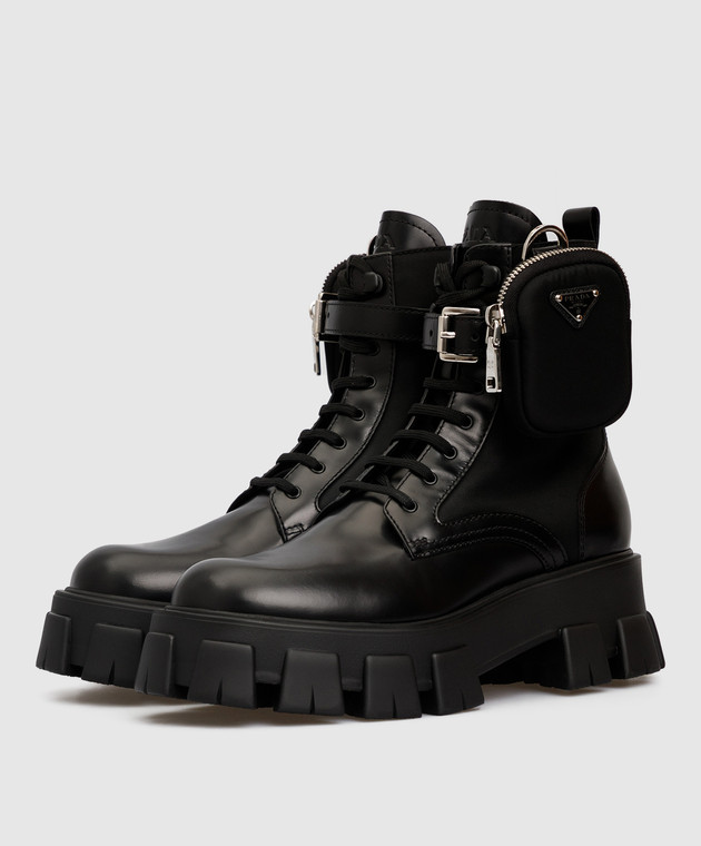 Prada Черные кожаные ботинки 1T255M3L09 изображение 3