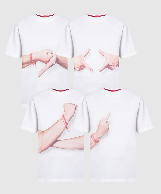 ISAIA Набір білих футболок з принтом. BOXMC2JCAB2
