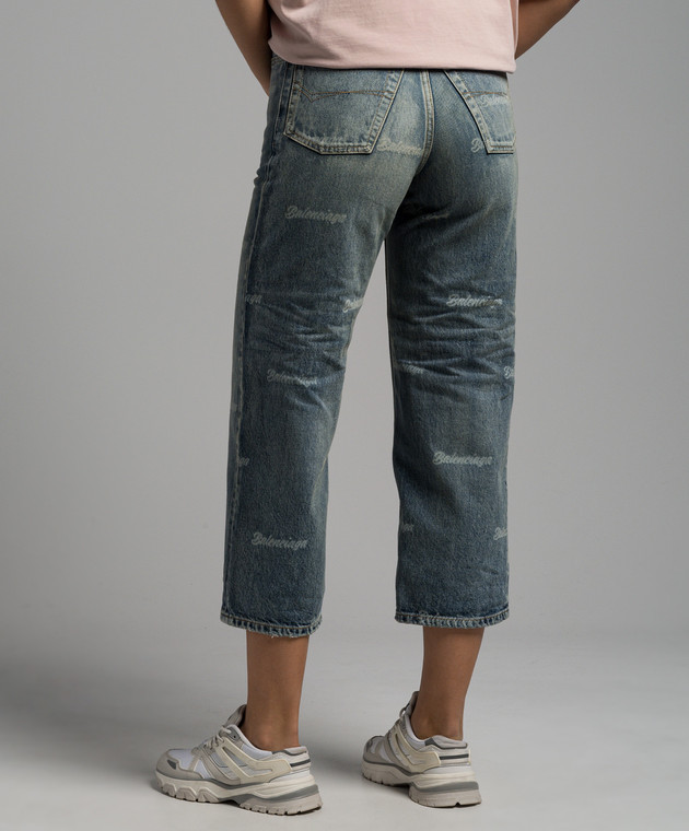 Balenciaga Синие джинсы с винтажным эффектом с логотипом 745094TNW01 изображение 4