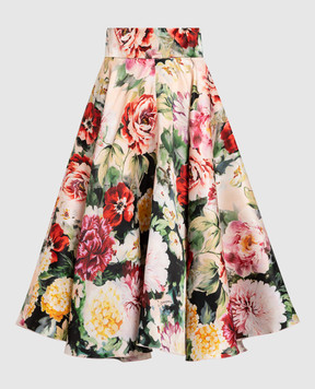 Dolce&Gabbana Юбка миди из шелка в цветочный принт. F4BL8THS10F