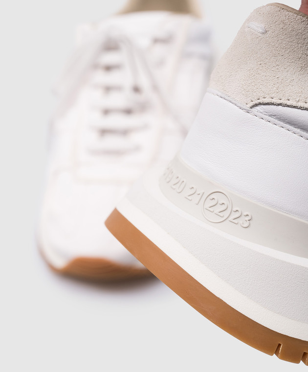 Maison Margiela White retro combination sneakers with textured logo S58WS0213P4341 image 5