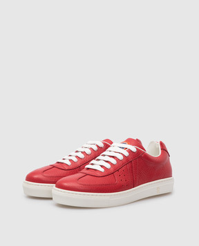 Stefano Ricci Детские красные кожаные сникеры YRU03G834SK
