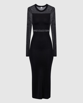 Toteme Черное платье с прозрачными вставками 241WRD1197YA0030
