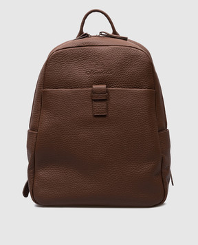 Enrico Mandelli Коричневый кожаный рюкзак с логотипом JOHNNY7213