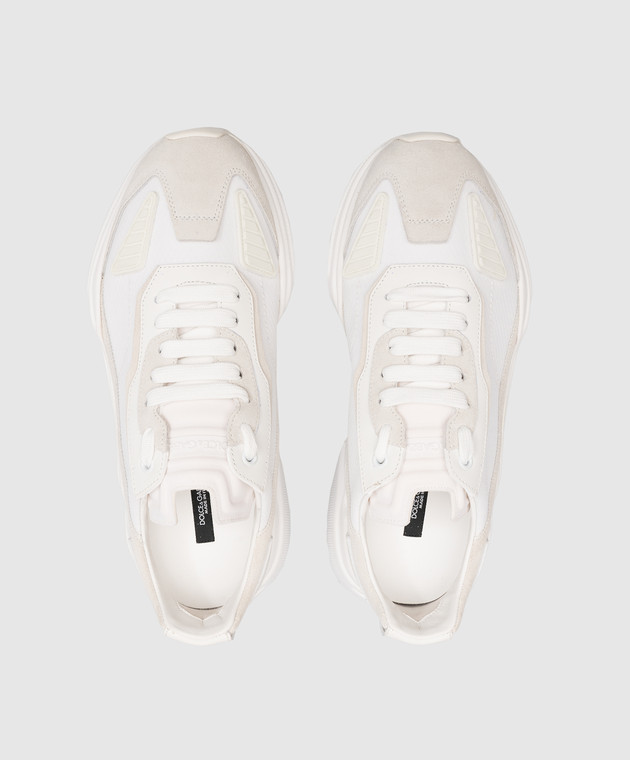Dolce&Gabbana White Daymaster combination sneakers with textured logo CS1765AX014 image 4