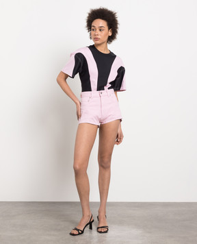 Thierry Mugler Рожеві джинсові шорти з контрастними вставками 22W6PA0365246