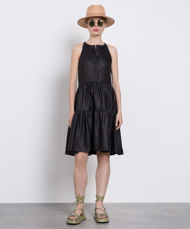 Brunello Cucinelli Чорна сукня з ланцюжками з еколатуні MH135A4884 зображення 2