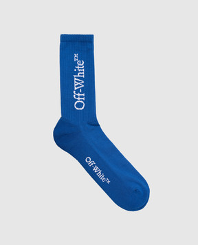 Off-White Синие носки с узором логотипа OMRA085S24KNI001