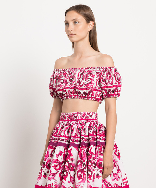 Dolce&Gabbana Pink top in Majolica print F755RTHH5BA image 3