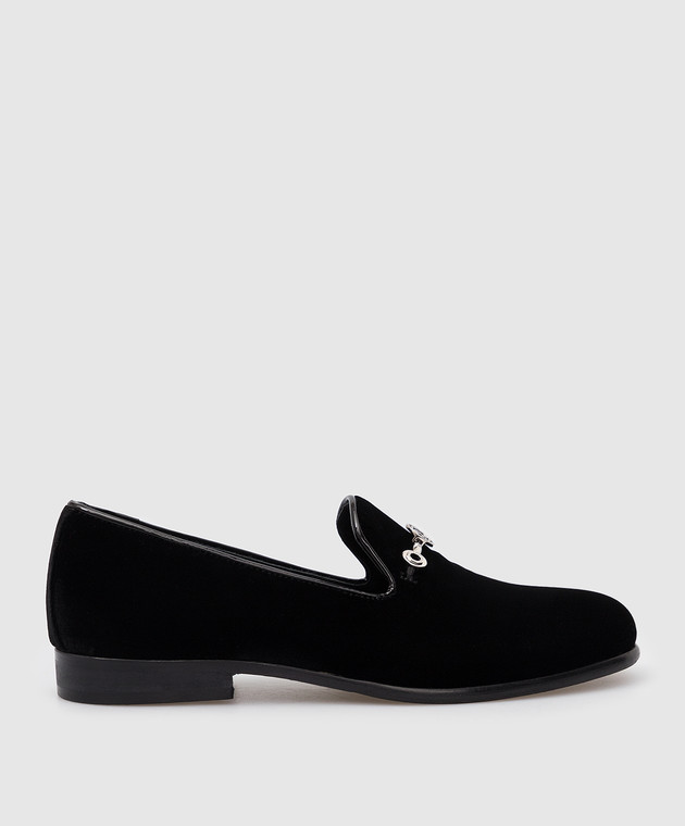 Stefano Ricci Children's black velor slippers YRU59CG864VL