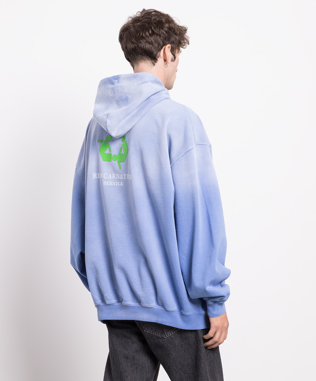Vetements Blue hoodie with embroidery UE54HD180N image 4
