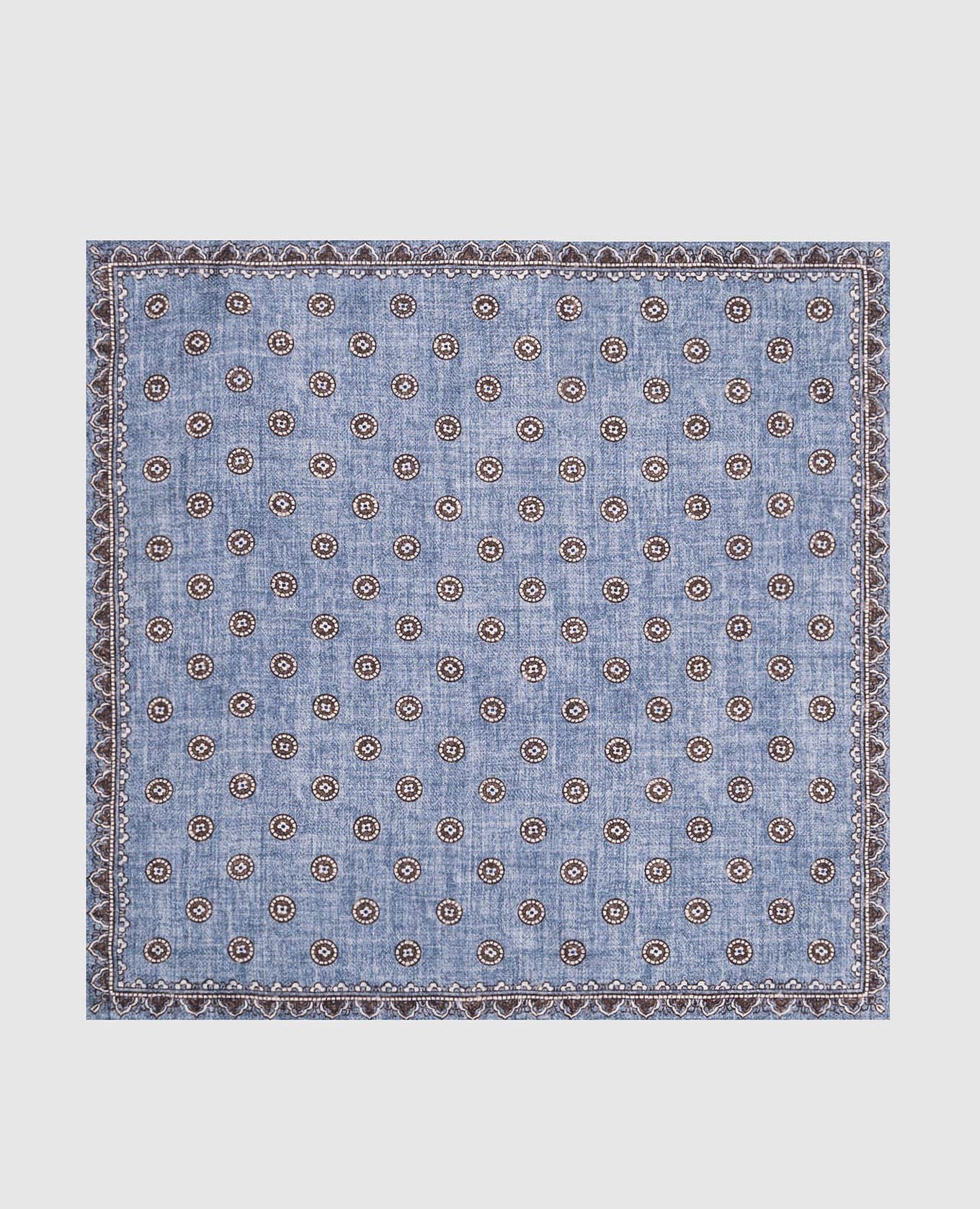 Blue double-sided pache scarf made of silk with a pattern