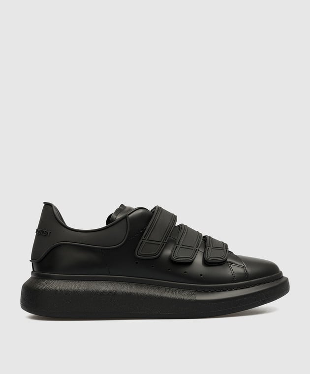 Alexander McQueen Oversized black leather sneakers with logo 750337WIDJK