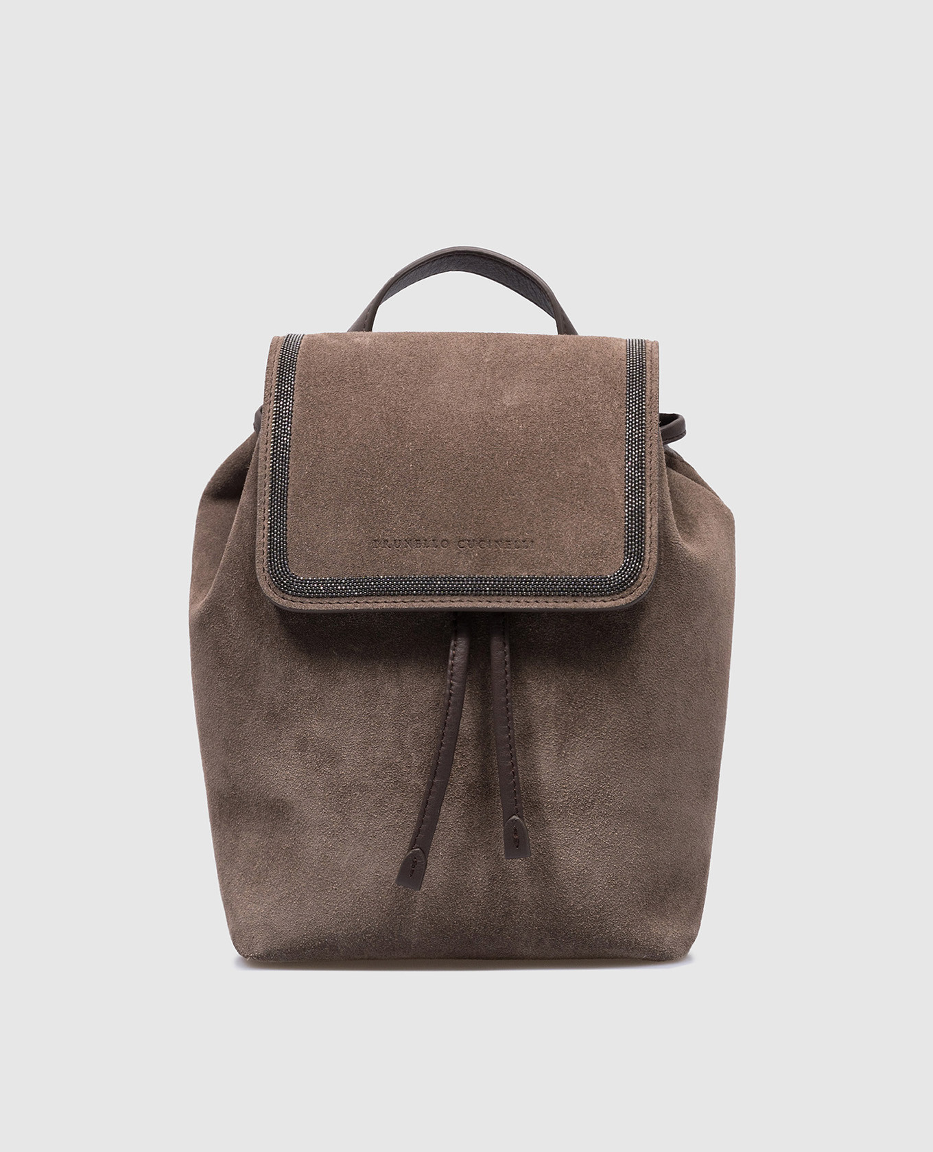 Brown suede backpack with monil chain