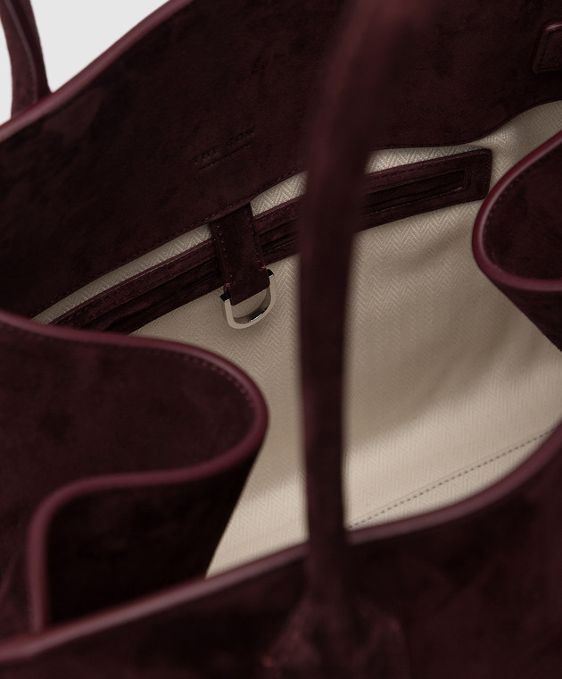 The Row Бордовая сумка-боулер Margaux 15 из замши W1255L25 изображение 4