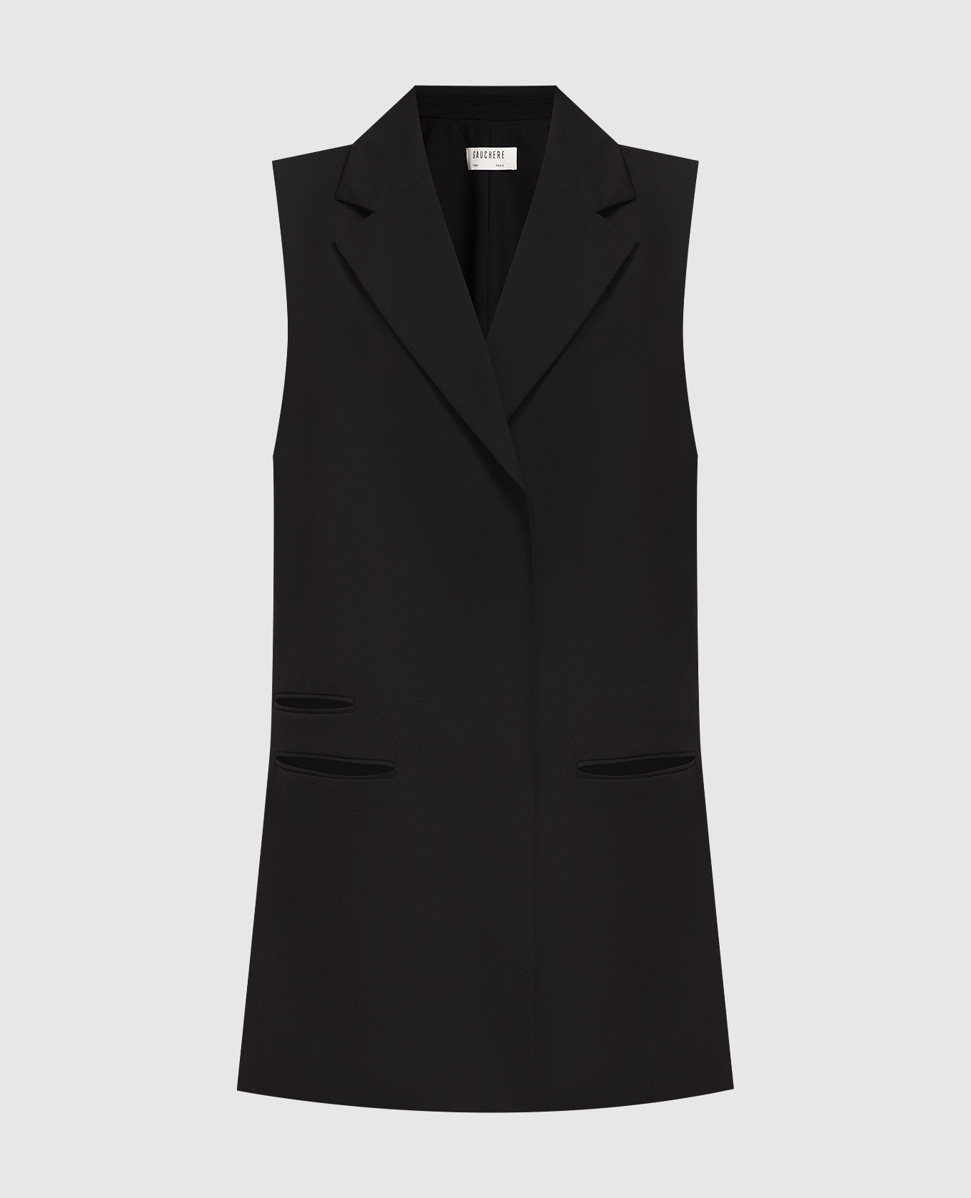 

Черный жилет из шерсти с разрезами, Костюмные