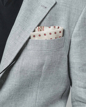 Brunello Cucinelli Бежевый двухсторонний платок-паше из шелка в геометрический узор. MR8780091