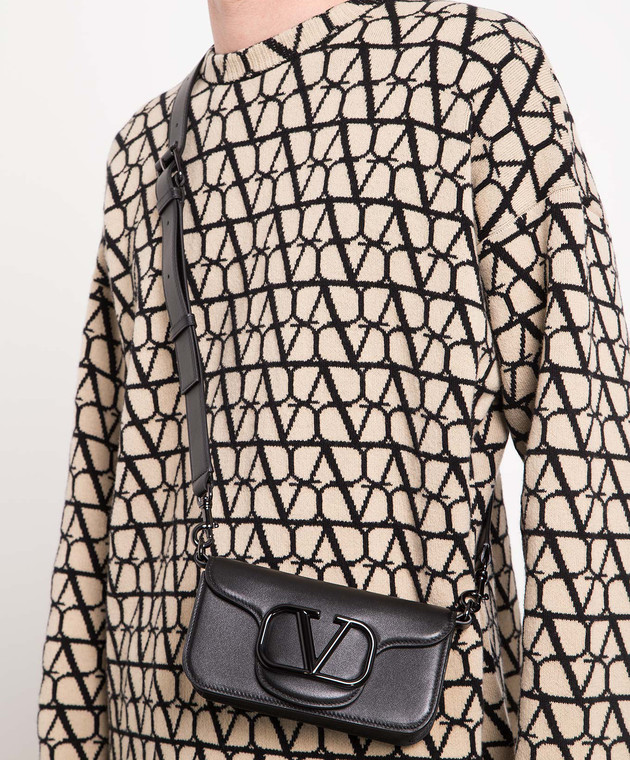 Valentino Черная кожаная сумка через плечо с металлическим логотипом Vlogo Signature 3Y2B0B63VTQ изображение 2
