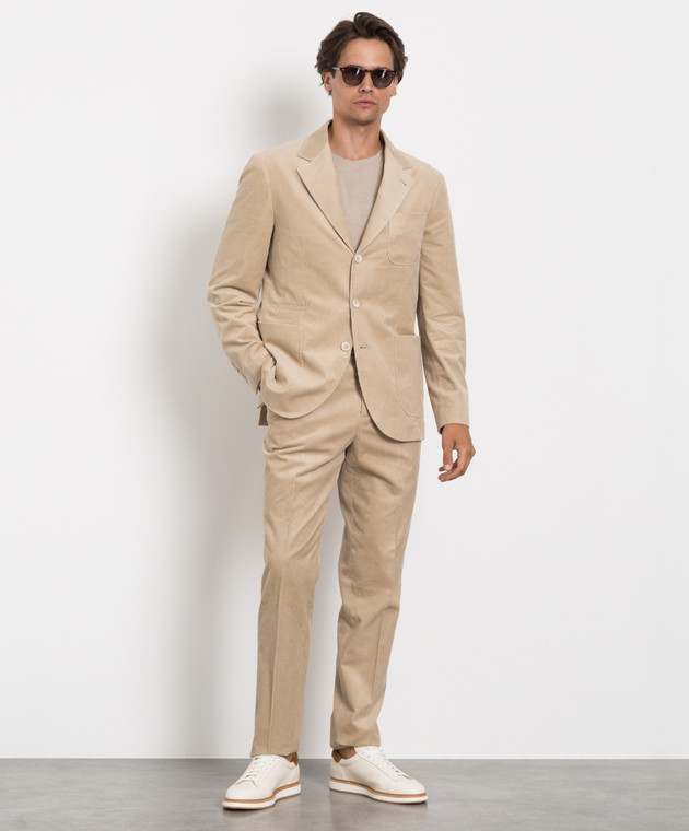 Brunello Cucinelli Бежевый костюм в рубчик MQ437LBNH изображение 2