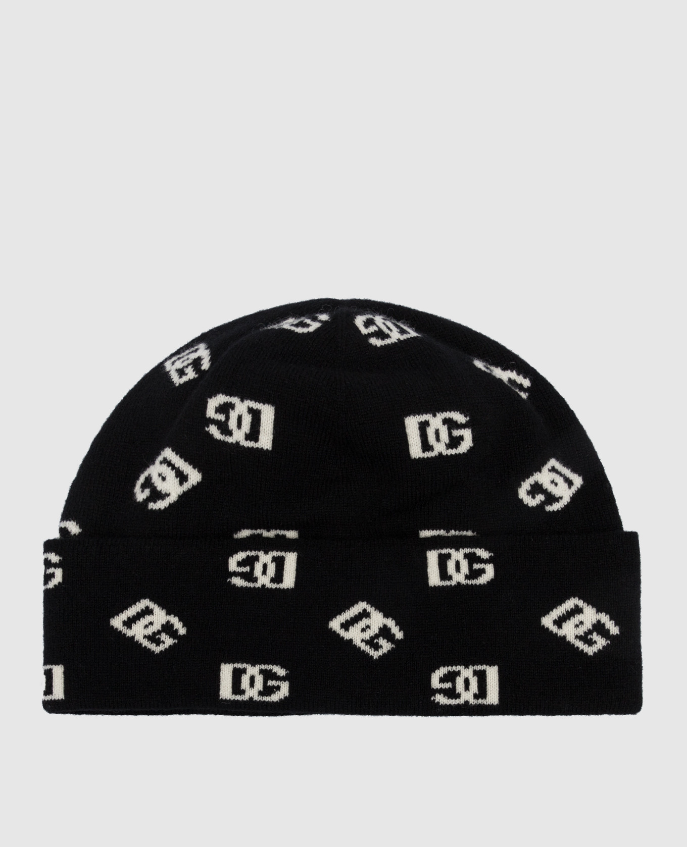 

Черная шапка из шерсти и кашемира с узором логотипа, Черный, Шапки