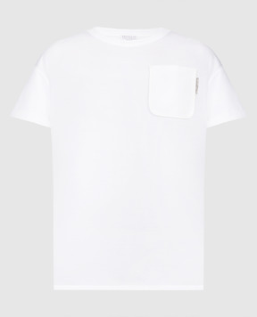 Brunello Cucinelli Белая футболка с цепочкой мониль M0T81EH900