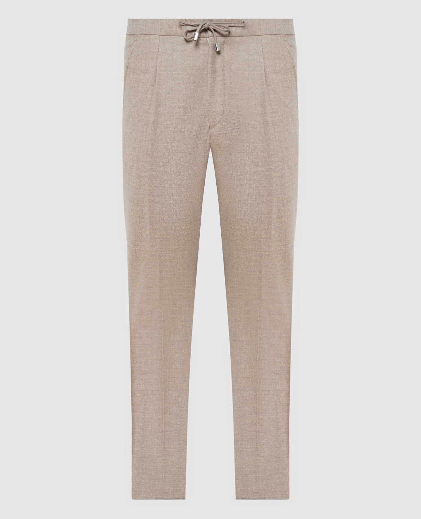 Beige pants made of wool and cashmere with snaps