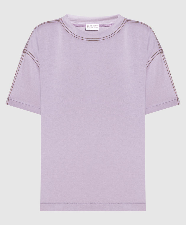 Brunello Cucinelli Purple t-shirt with monil chain M0A45EE400
