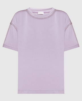 Brunello Cucinelli Фіолетова футболка з ланцюжком моніль M0A45EE400