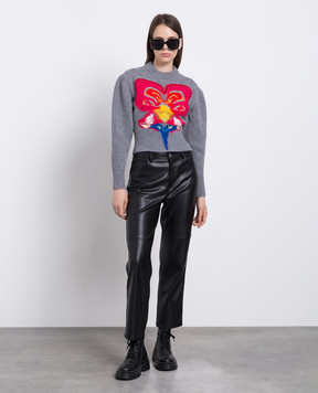 Alexander McQueen Сірий светр Orchid Intarsia з вовни 758520Q1A6H