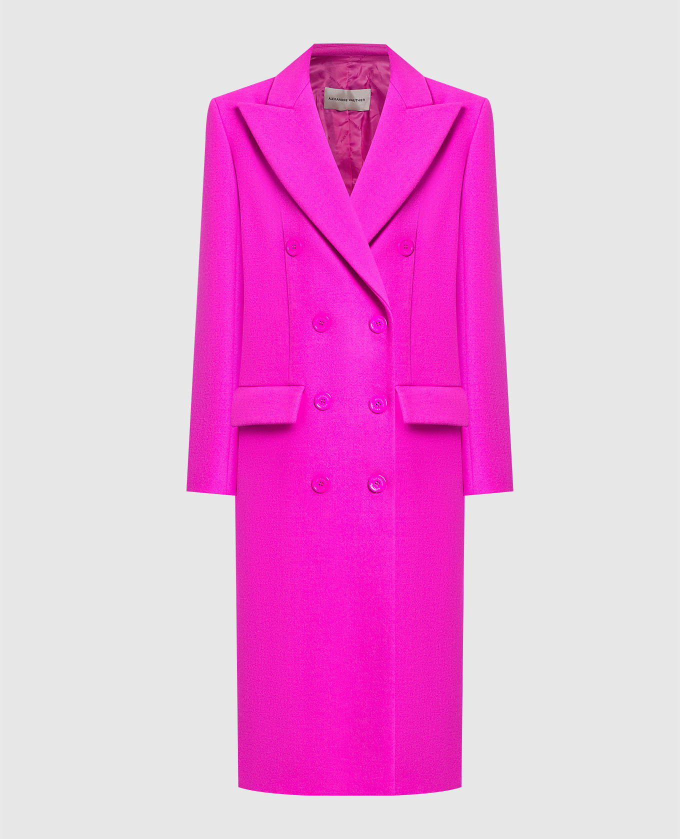 Розовое двубортное пальто