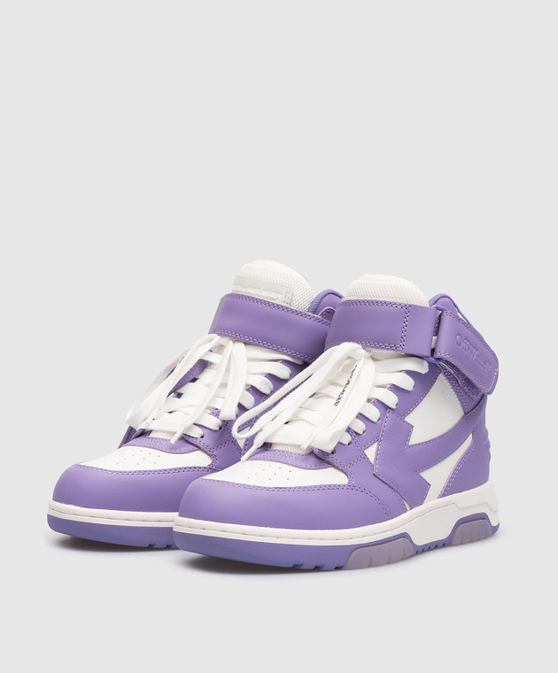 Off-White Out Of Office high top with logo in purple OWIA275S23LEA001 image 2