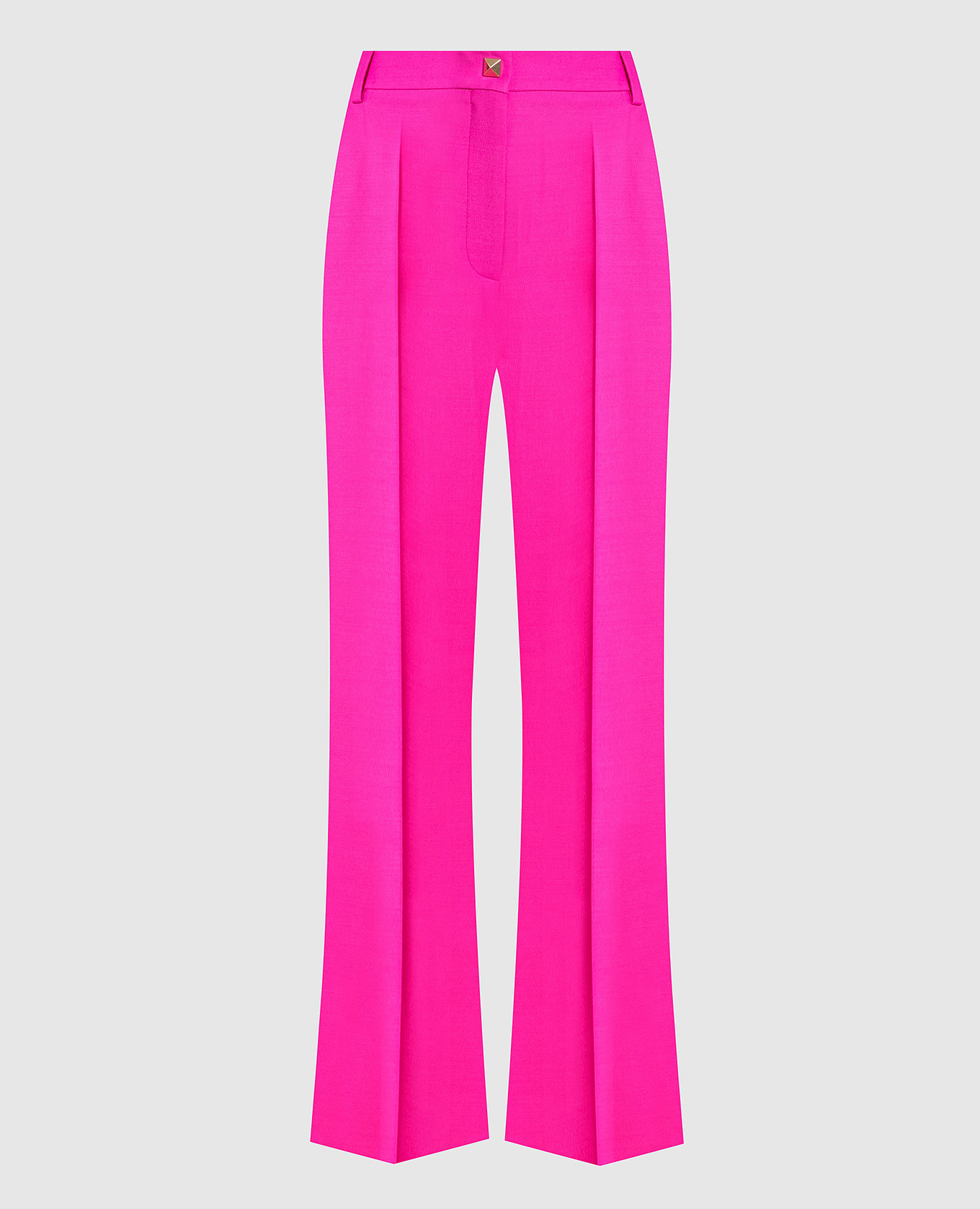 Pink flared pants made of wool and silk
