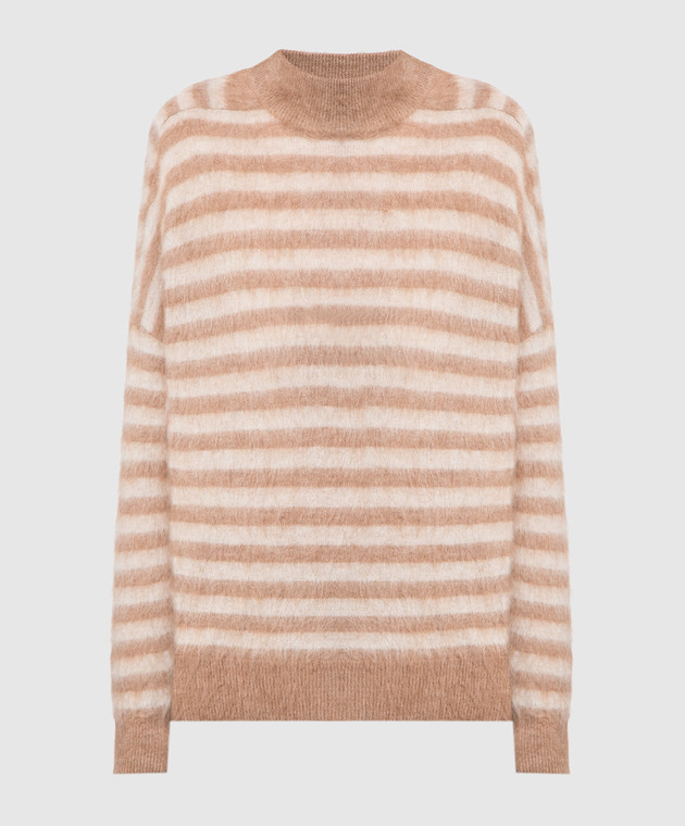 Brunello Cucinelli Brown striped sweater with monil chain MBP154314P