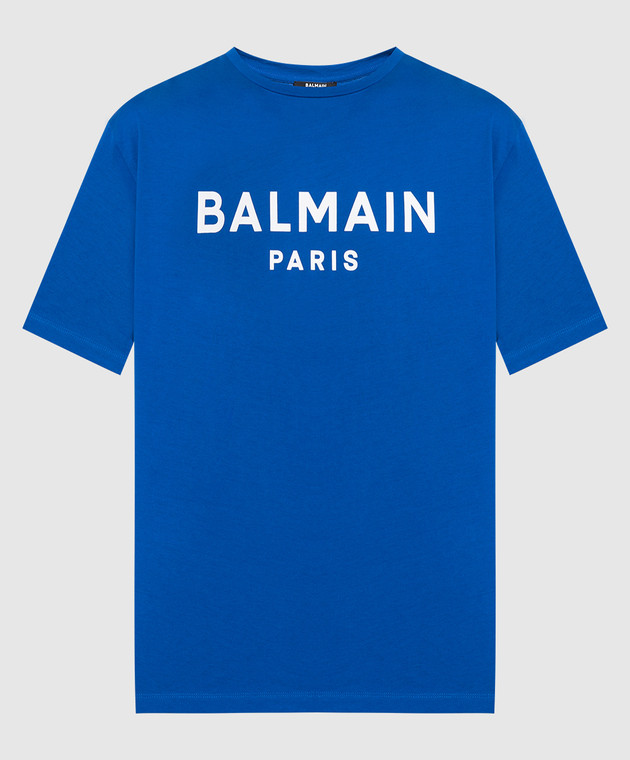 Balmain Blue t-shirt with logo print AH1EG000BB73