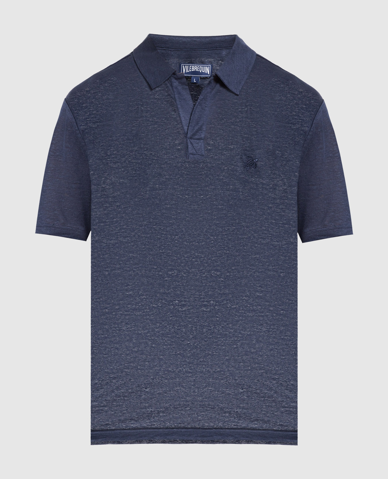 Blue Pyramid linen polo with logo embroidery