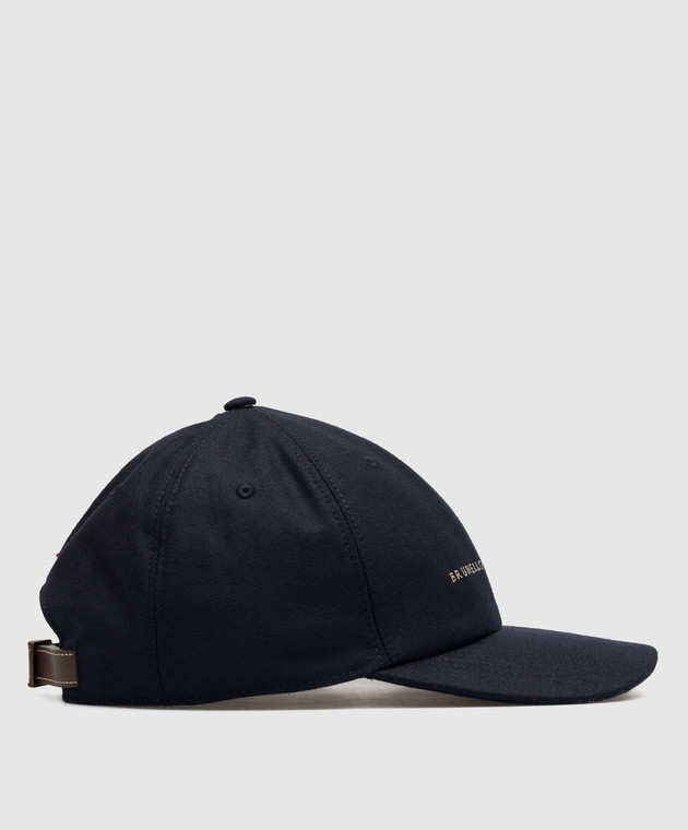Brunello Cucinelli Синяя кепка из кашемира и шелка с логотипом MR4369992 изображение 3