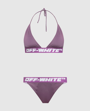 Off-White Сиреневый купальник с принтом логотипа OWFA034F22JER001