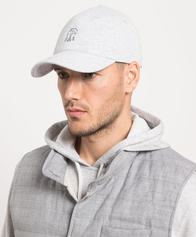 Brunello Cucinelli Серая кепка с вышивкой логотипа MN05N9964 изображение 2