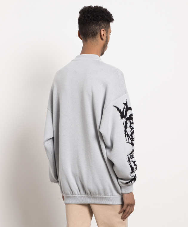 Vetements Gray wool sweater with logo pattern UE54KN160G image 4