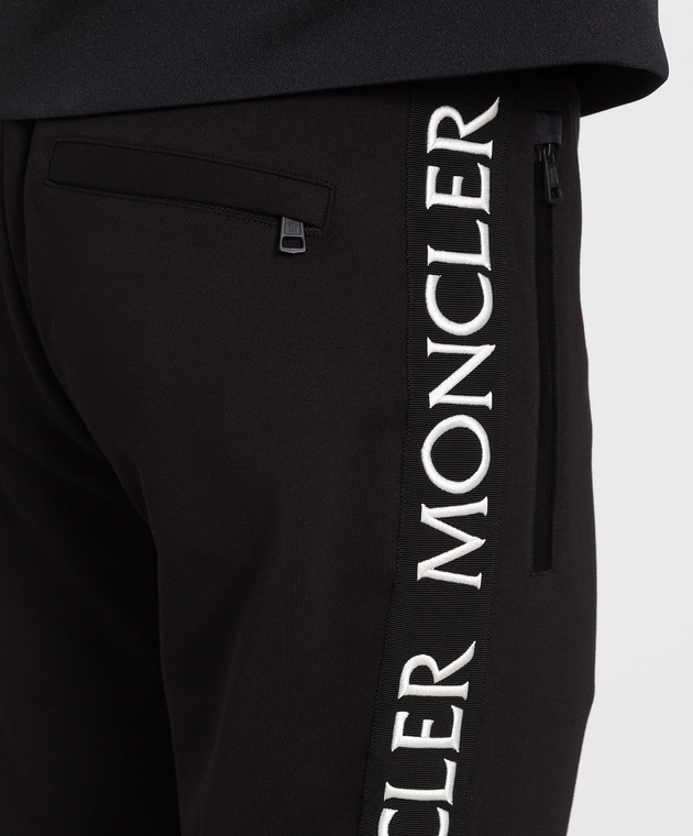 Moncler Чорні спортивні штани з контрастною вишивкою логотипу 8H00015V8183 зображення 5