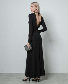 Twinset Черное платье макси с открытой спиной 241TE2130