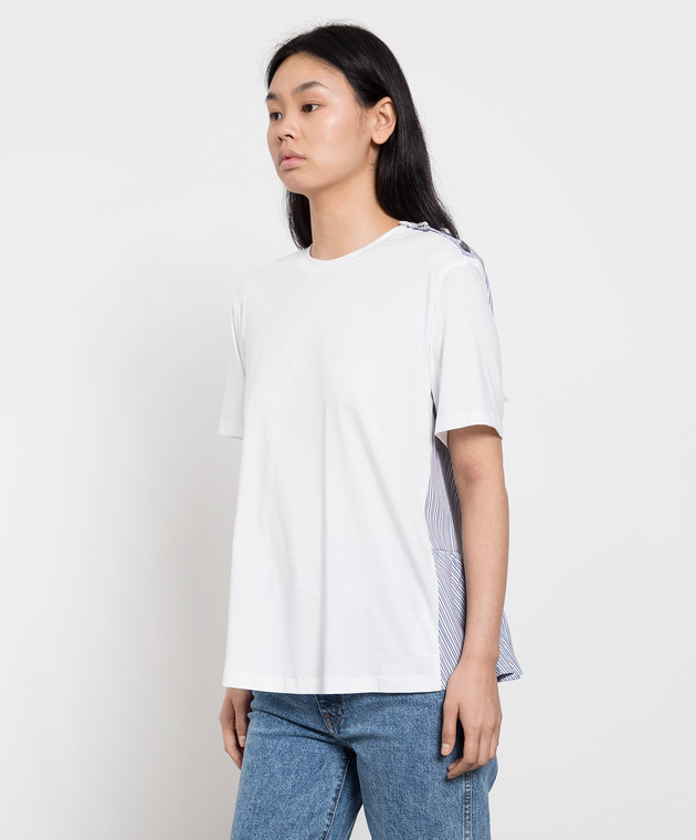 Max & Co Біла футболка з принтом у смужку та оборкою DANNI зображення 3