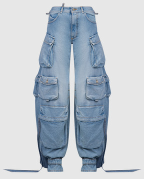 The Attico Блакитні джинси-карго з фігурними вирізами 246WCP180D085